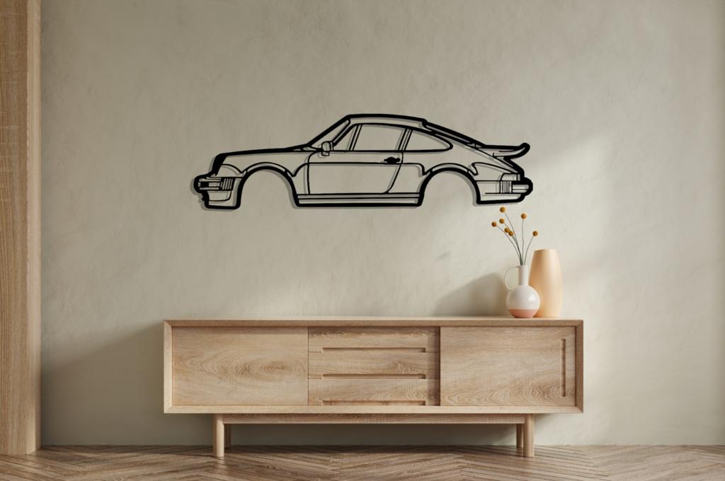 911 Turbo Model 930 Silhouette Large Metal Wall Art