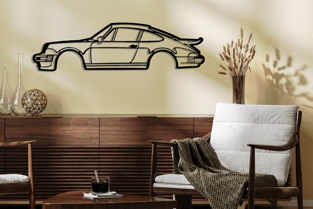 911 Turbo Model 930 Silhouette Large Metal Wall Art