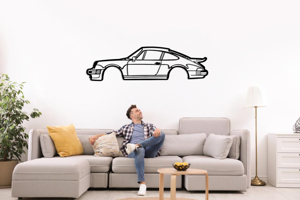 911 Turbo Model 930 Silhouette Large Metal Wall Art