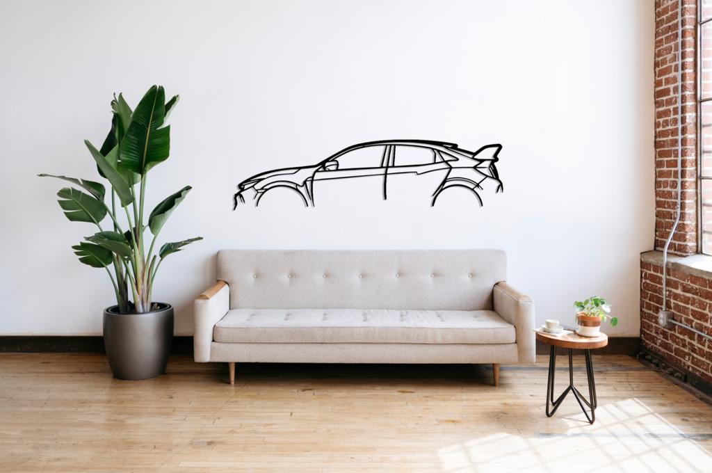 Civic Type R Silhouette Large Metal Wall Art