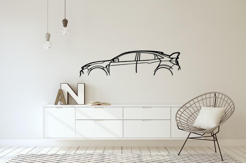 Civic Type R Silhouette Large Metal Wall Art