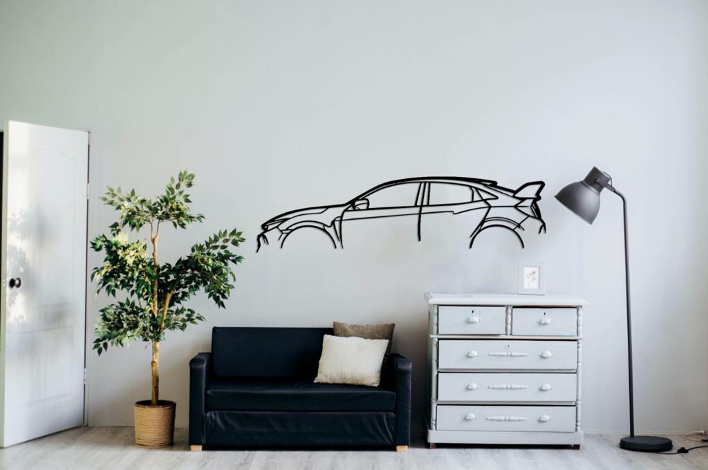 Civic Type R Silhouette Large Metal Wall Art