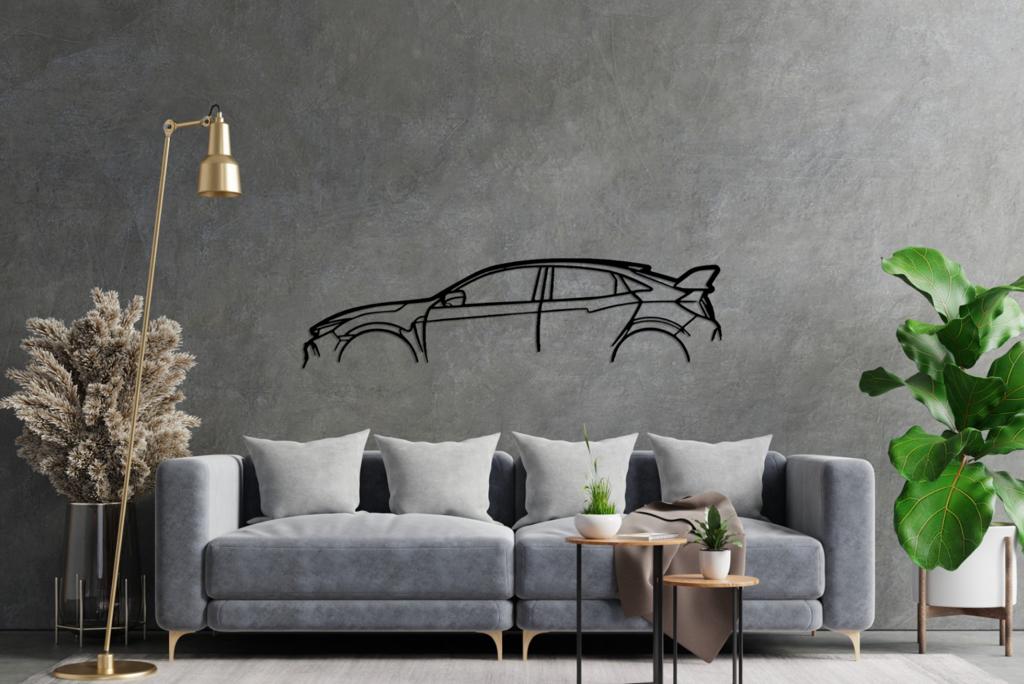 Civic Type R Silhouette Large Metal Wall Art