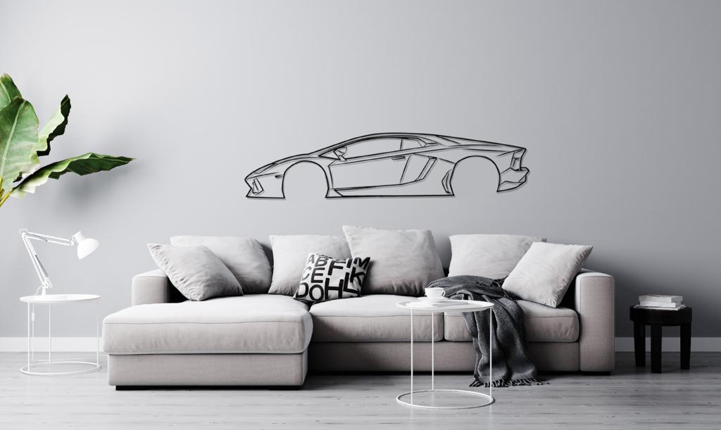 Huracan Silhouette Large Metal Wall Art