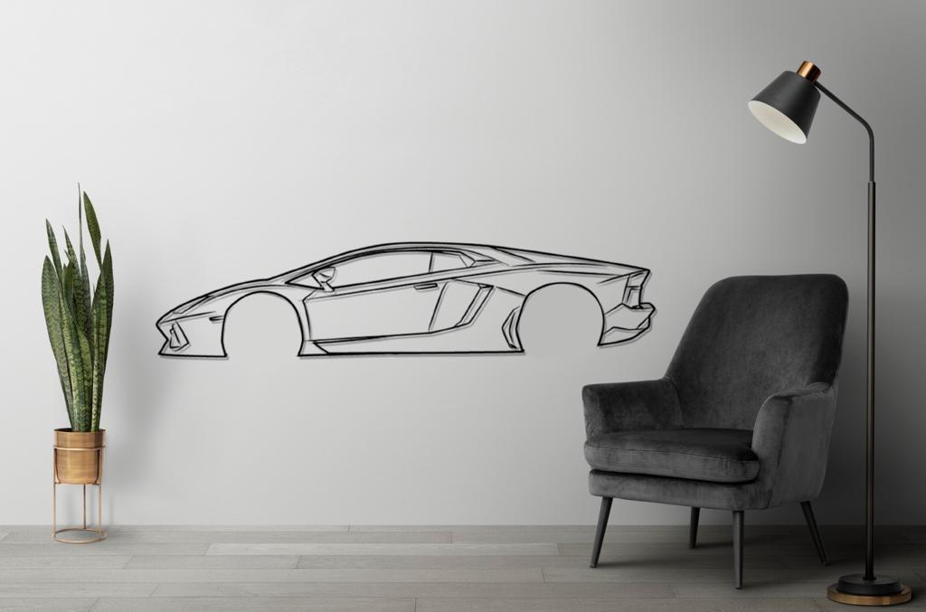 Huracan Silhouette Large Metal Wall Art