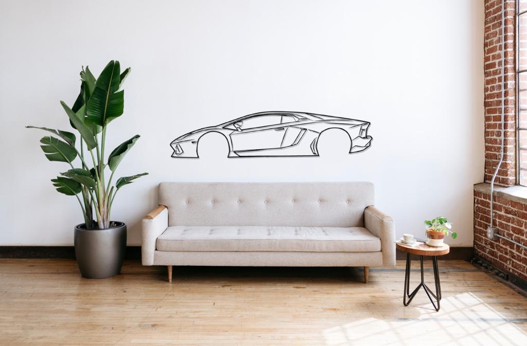 Huracan Silhouette Large Metal Wall Art