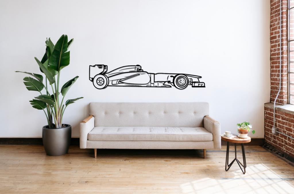 F1 Race Car Silhouette Large Metal Wall Art