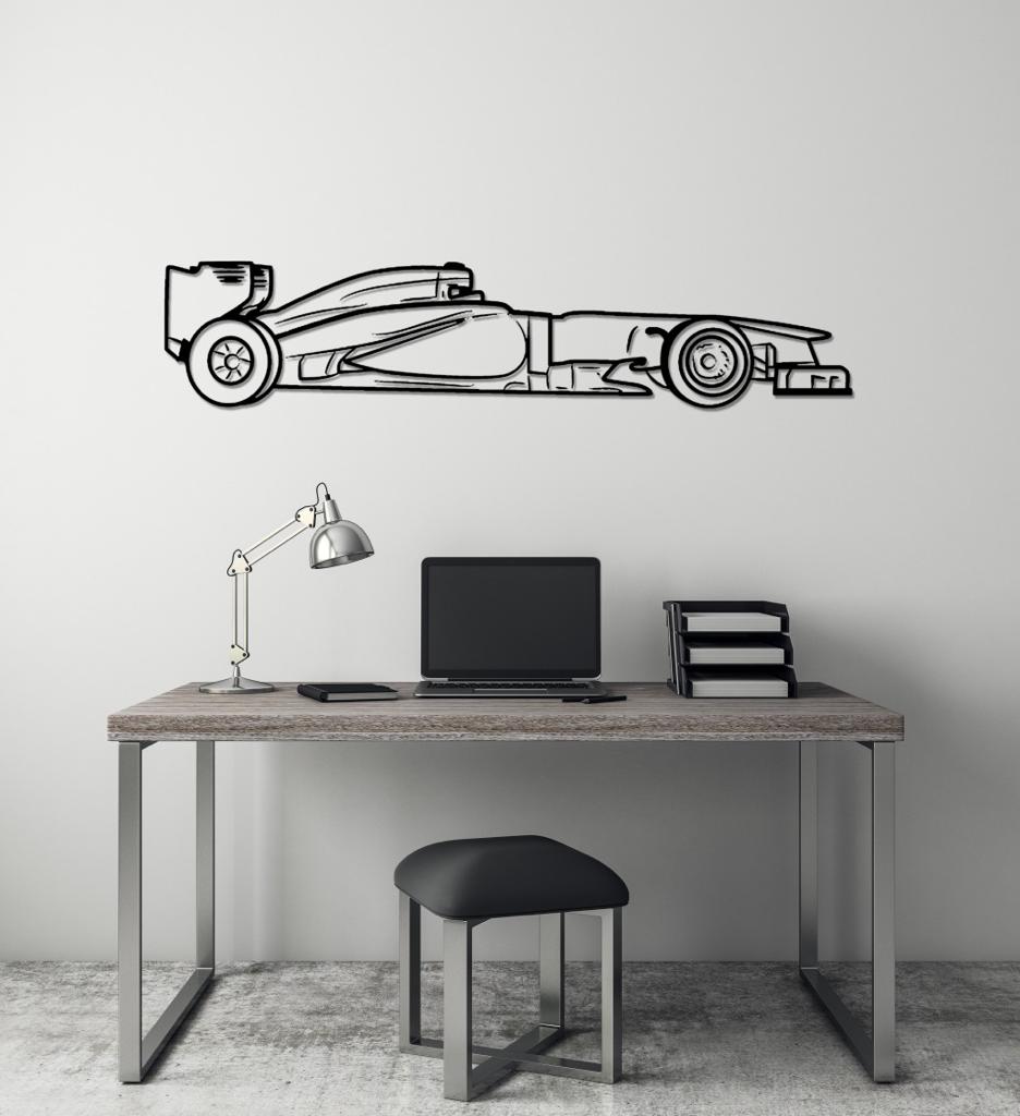 F1 Race Car Silhouette Large Metal Wall Art