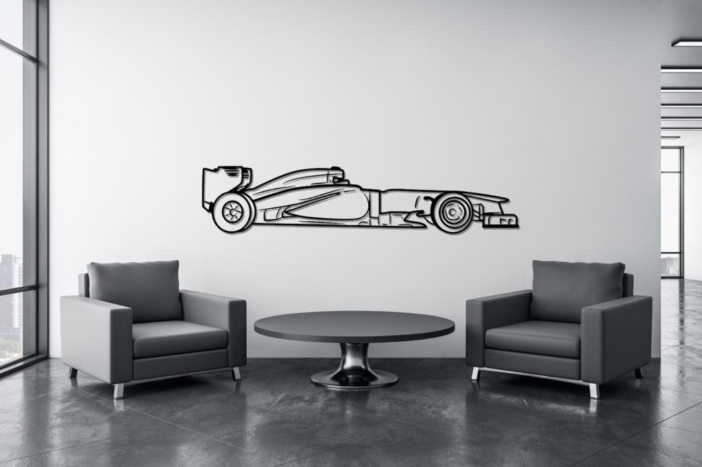 F1 Race Car Silhouette Large Metal Wall Art