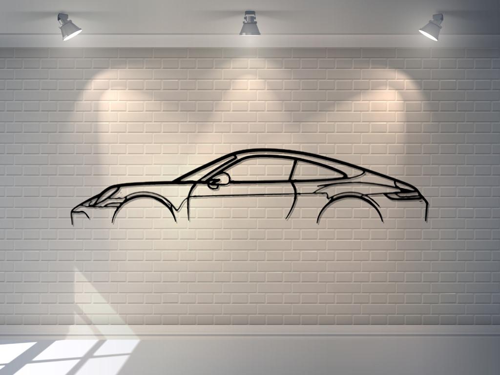 911 Model Silhouette Large Car Metal Wall Art