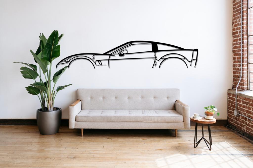 Corvette Silhouette Large Metal Wall Art