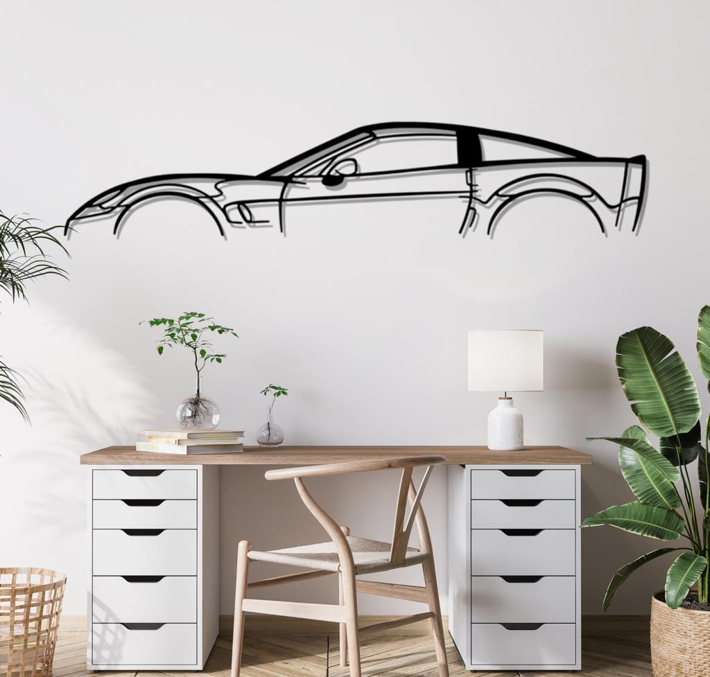 Corvette Silhouette Large Metal Wall Art