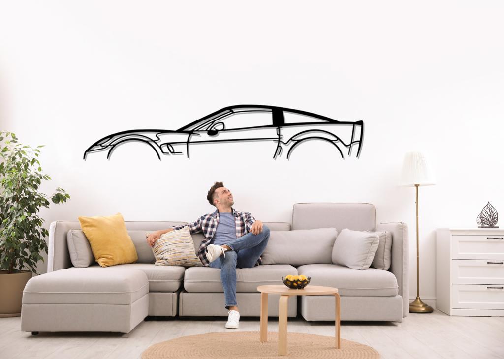 Corvette Silhouette Large Metal Wall Art