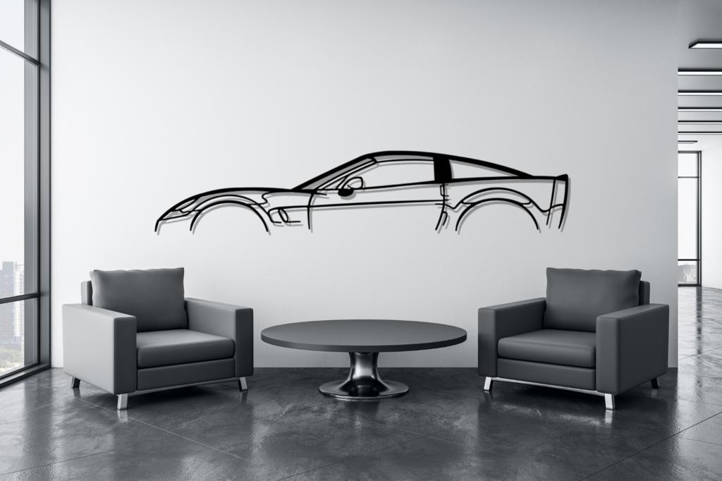 Corvette Silhouette Large Metal Wall Art