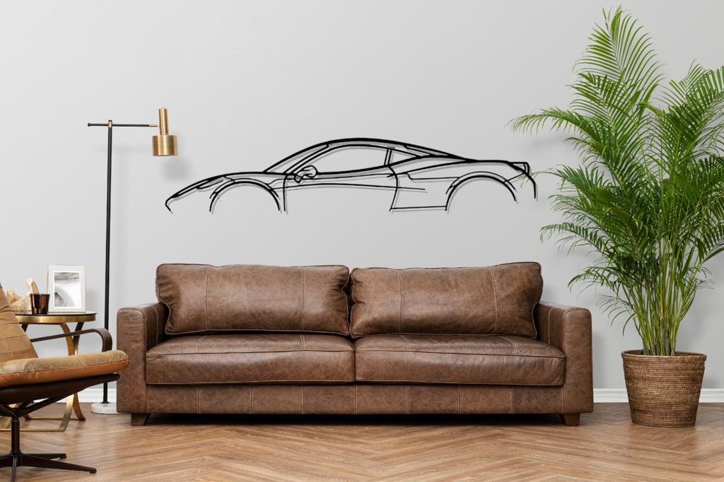 458 Italia Model Silhouette Large Car Metal Wall Art