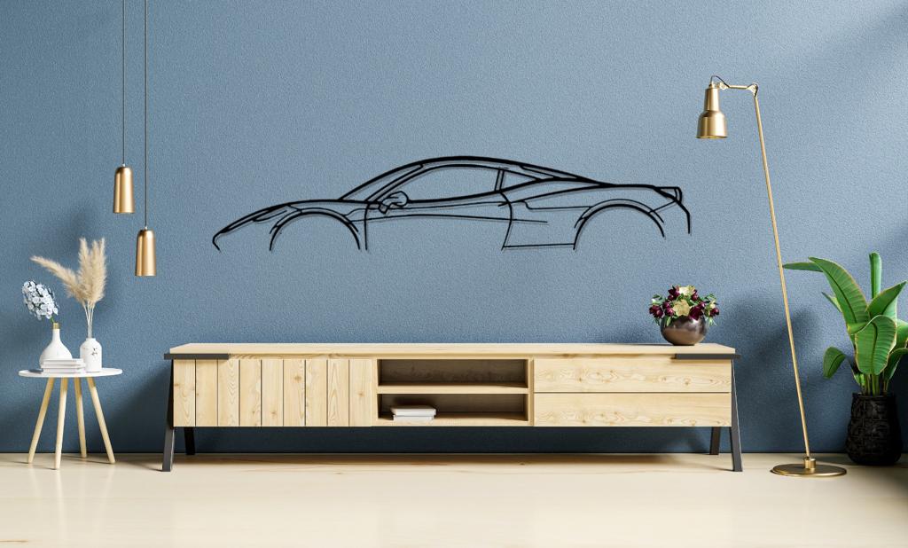 458 Italia Model Silhouette Large Car Metal Wall Art