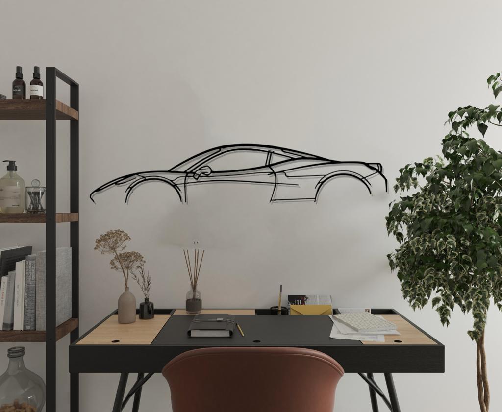 458 Italia Model Silhouette Large Car Metal Wall Art