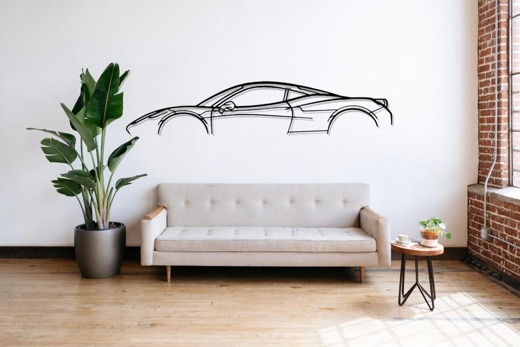 458 Italia Model Silhouette Large Car Metal Wall Art