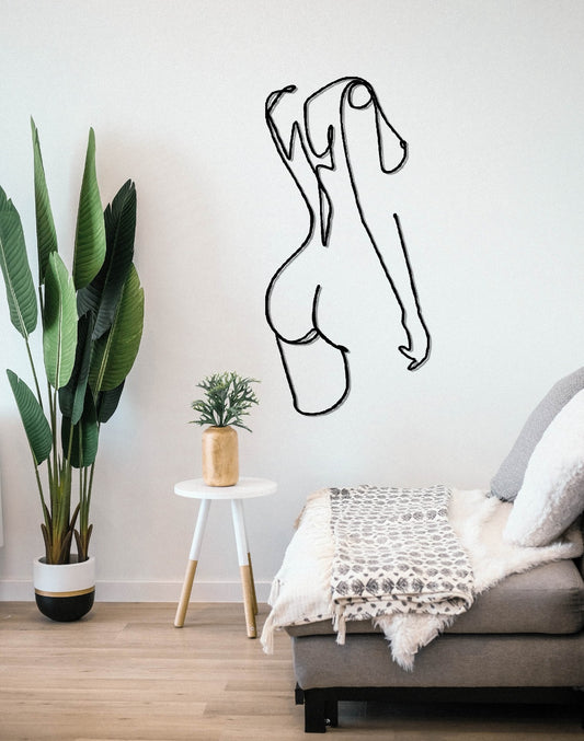 Minimalist Line Art Metal Wall Decor, Female Body Bathroom Decor