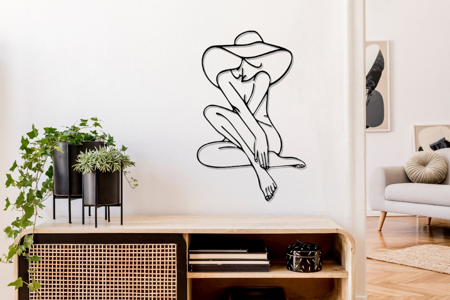 Minimalist Line Art Metal Wall Decor, Bathroom Wall Decor